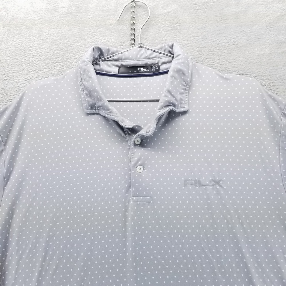 Polo RLX Golf Polo Mens XL Gray Polka Dot Short Sleeve Performance Golfing